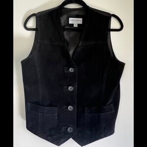 Vintage Black Suede Leather Vest Size Medium
